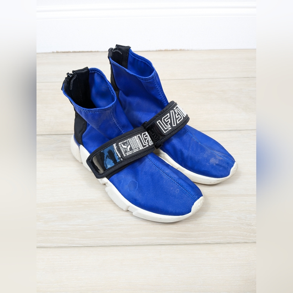 Jeffrey Campbell Aquaman Ankle Sneaker Sock Booties Blue Womens Size 7M FLAW